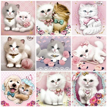 

AZQSD Full Square 5D DIY Diamond Painting Animal Cross Stitch Needlework Diamond Embroidery Mosaic Cat Home Decor Kits