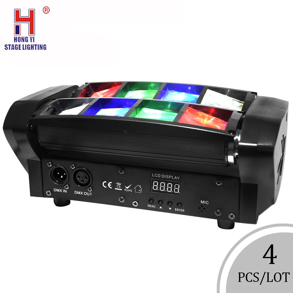 

Led stage lights moving 8x6w led moving head mini spider beam strobe rgbw with dmx 512 signal control for dj stage Xmas 4pcs/lot