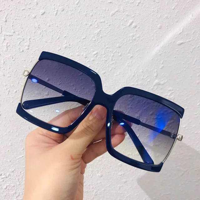 Oversize Square Sunglasses WomenNew Brand Luxury High Quality Half Frame Sun Glasses Big Female Shades UV 400 With Box - Цвет линз: 2