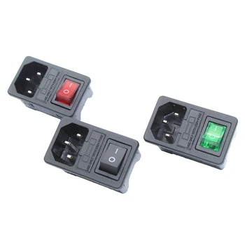 

40Pcs Brass Parts Red Rocker Switch Fused IEC 320 C14 Inlet Power Socket Fuse Switch Connector Plug 10A 250V Connector