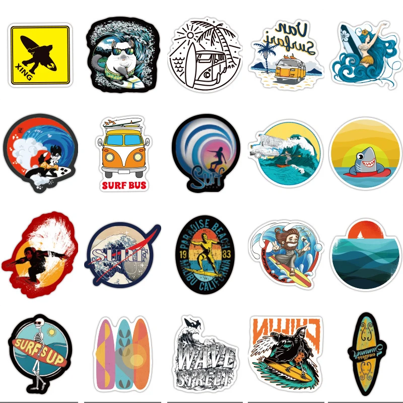 100 шт, летние пляжные наклейки для серфинга, для украшения автомобиля, мотоцикла, телефона, ноутбука, путешествий, багажа, DIY игрушка, наклейка