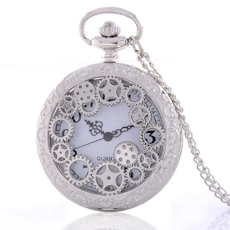 

IBEINA Vintage Design Steampunk Pocket Watch Quartz Pendant Necklace Men's Retro Gift