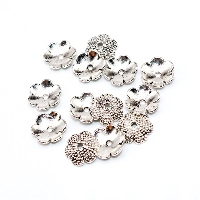 

12mm 100pcs Tibetan Silver Plated Flower Beads Cap Vintage Silver Bead Caps Spacer Beads Caps Needlework for Jewelry Making