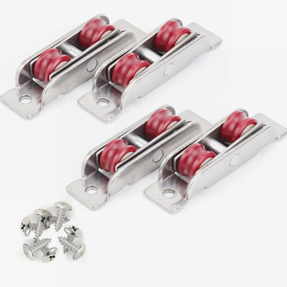 Sliding Door Roller Sliding Door Pulley 4Pcs 77/88Type Flat/Concave Double Wheel Plastic steel Slide Doors Window pulley U-type ultra-silence Wheel