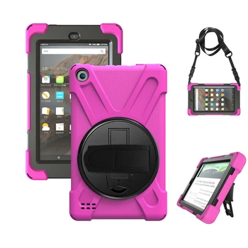 

Case For Amazon Fire HD 7 2019/2017 Heavy Duty shock-proof Case Stand Cover +Shoulder Strap Heavy Duty Protective Shell A4