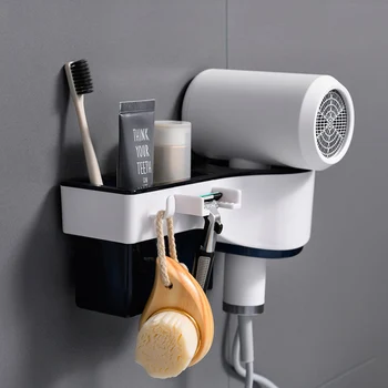 

Bathroom Accessories Storage Rack Hair Dryer Holder Shelf Plastic Home Wall-mounted Multifunction