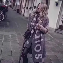 Шарф для осени и зимы в Америке, импортные товары, чистый цвет, Буквенный логотип шарф, кашемировый шарф шаль