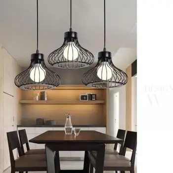 

3pcs 23*20cm Industrial Vintage Hanging Droplight Lamp Black Metal Chandelier Pendant Lights E27 LED Dining Room Restaurant Bar