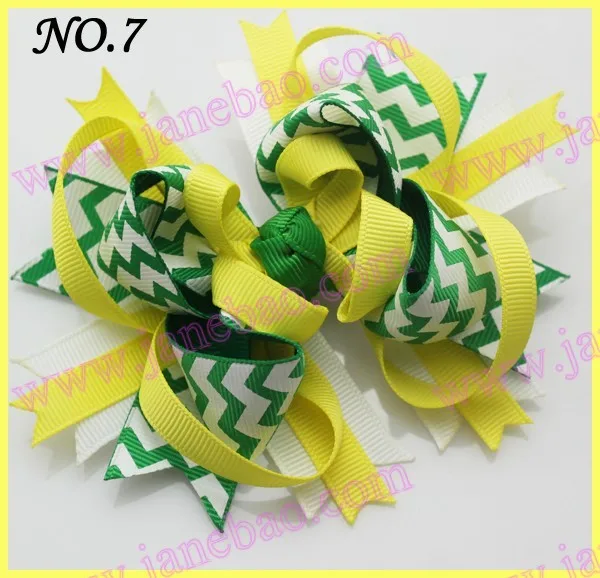 500 шт 4,5 ''шеврон волосы банты девушки банты из бутика фанки слоистых Hairbows бутик фанки лук