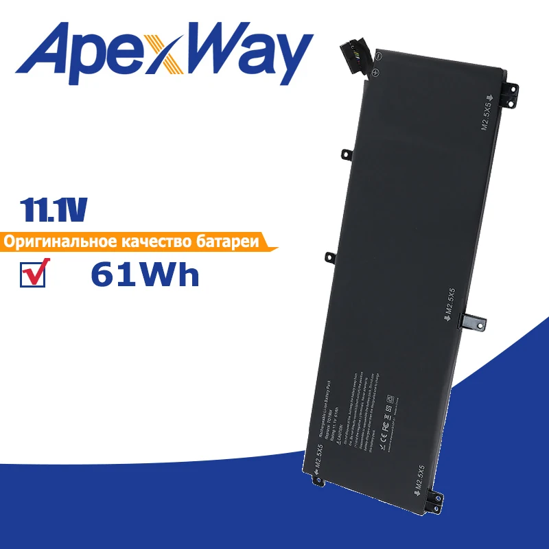Apexway T0TRM Laptop Battery for For Dell XPS 15 9530 Precision M3800 TOTRM H76MV 7D1WJ 61Wh 11.1V | Компьютеры и офис