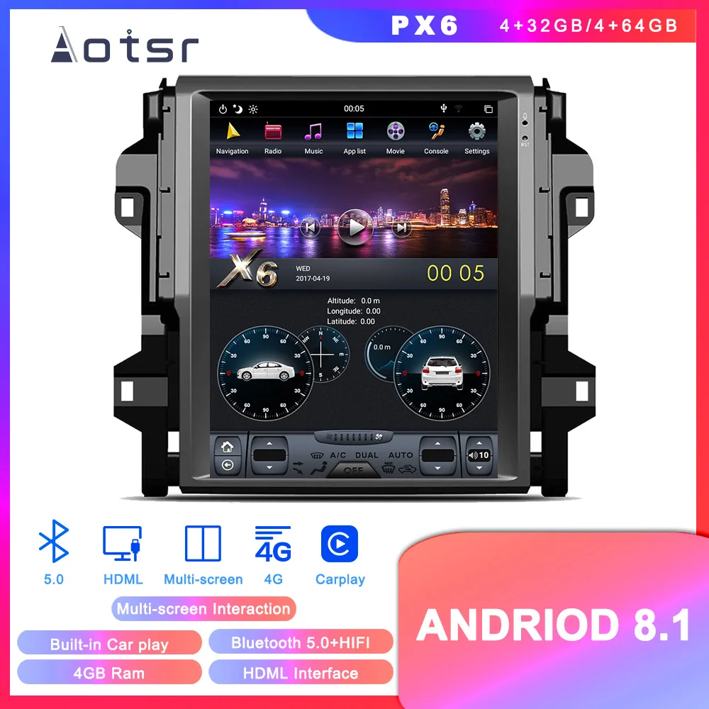 Android 8,1 Tesla стиль 12," Автомобильный gps DVD радио плеер навигация для Toyota Fortuner- авто стерео плеер блок Satnav