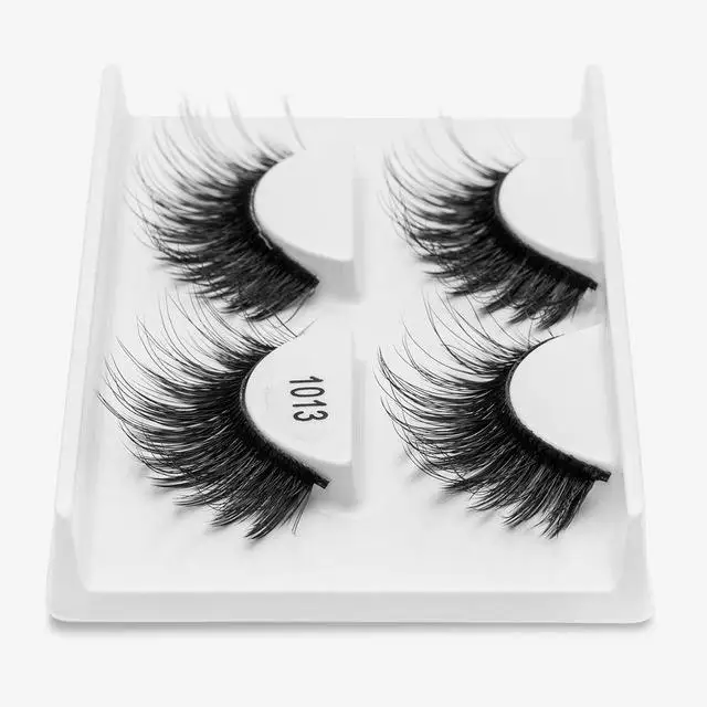 1013 2/5/8 стержень пар Eyelashs натуральных длинных 3D искусственной норковые ресницы толстый ручной полный газа Ресницы объемный мягкий ресницы серо-коричневого цвета накладных ресниц - Цвет: 1013