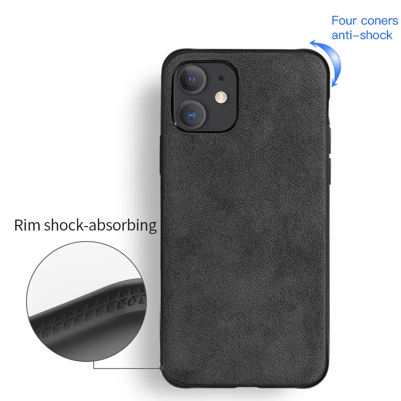 SanCore чехол для телефона для iPhone 11 Pro Max Чехол Кожаный Модный Алькантара из ТПУ в деловом стиле сумка для телефона Роскошный чехол для мобильного телефона - Цвет: Updated-Black