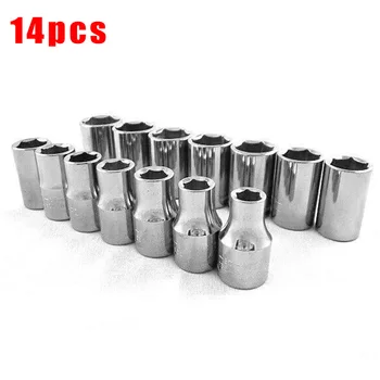 

14pc 1/2inch Drive Metric 6pt Shallow Sockets Set 9-22mm Premium Tool Steel Material Car Maintenance Hand Tools