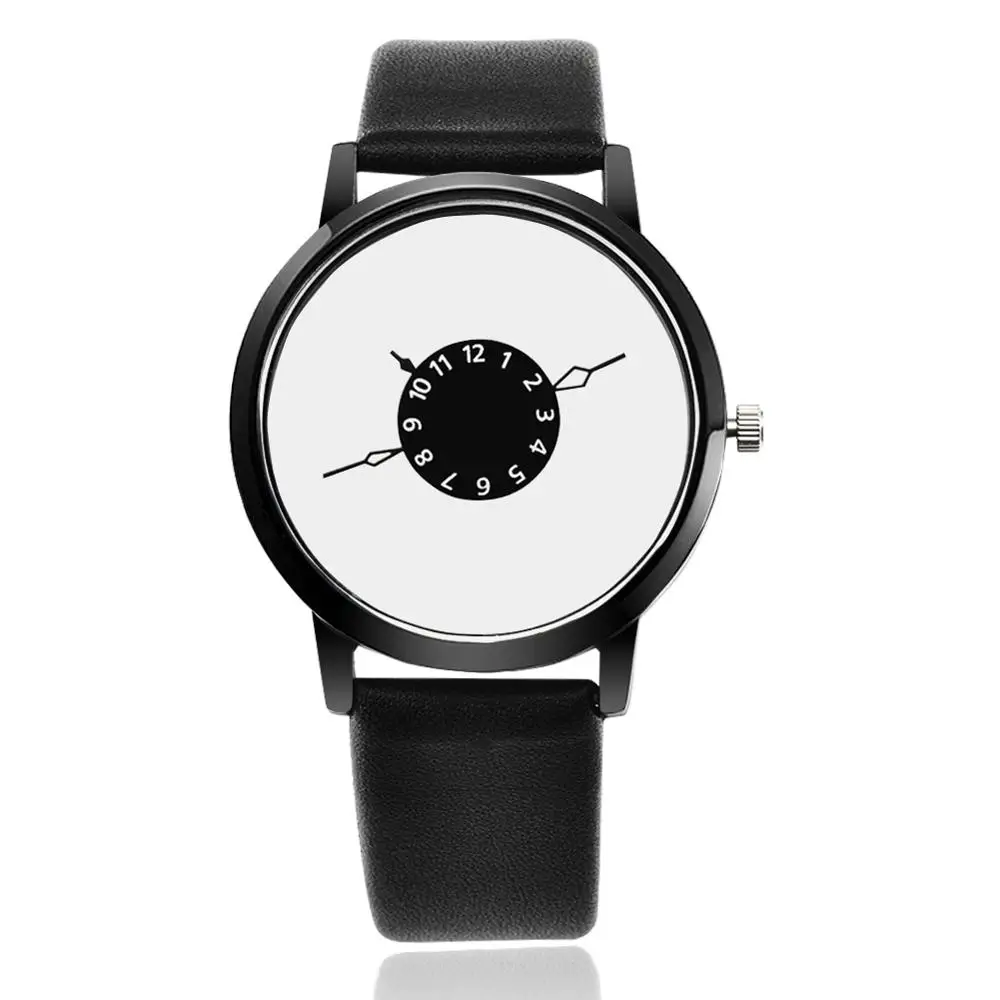 Creative Watches Women Men Quartz-Watch Analog Unique Dial Design Lovers' Relogio Saati Leather Wristwatches Clock Relojes - 6