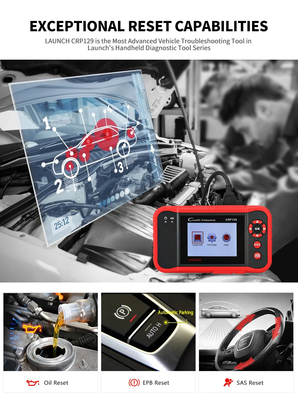 Launch X431 CRP129 OBD2 диагностика авто сканер автомобильный obd2 диагностический