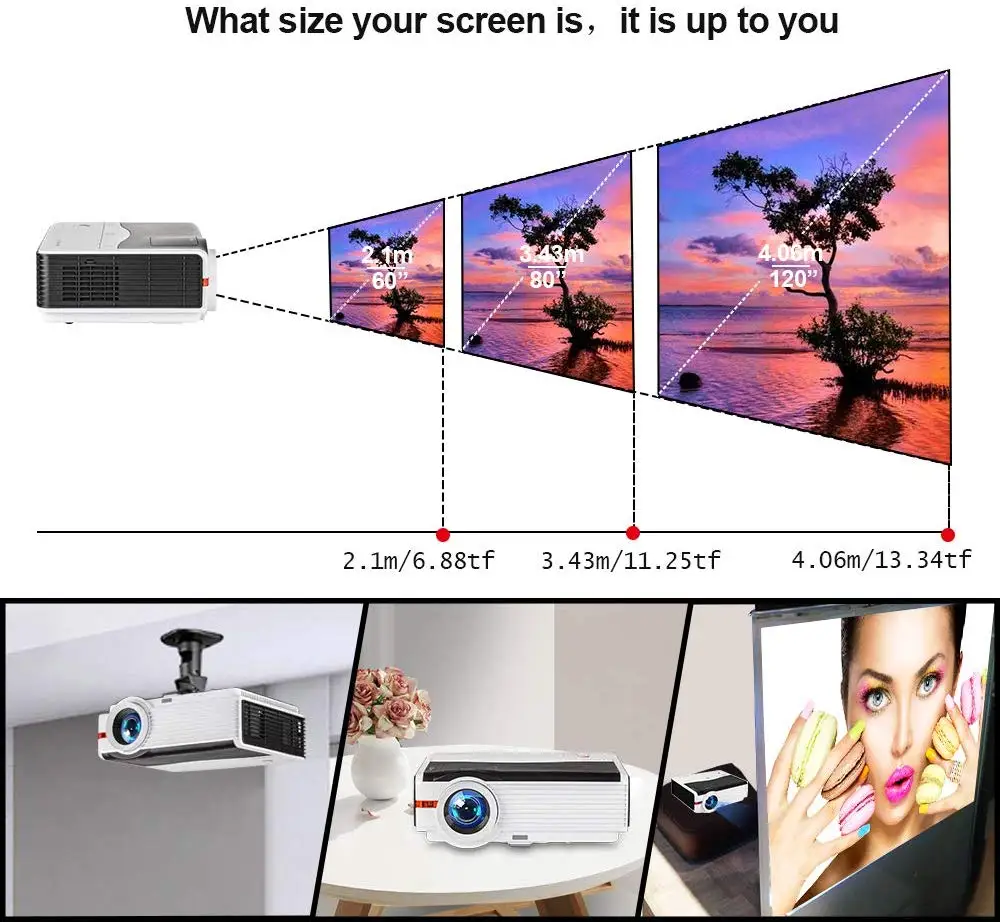 Проектор Caiwei с ЖК дисплеем 1080P 1 ГБ ОЗУ 8 Гб ПЗУ|Проекторы для домашнего кинотеатра|