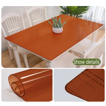 

Brownpvc Computer Table Mat Coffee Tablecloth Soft Glass Restaurant Kitchen Waterproof Oily Matte Tablecloth 1.0mm