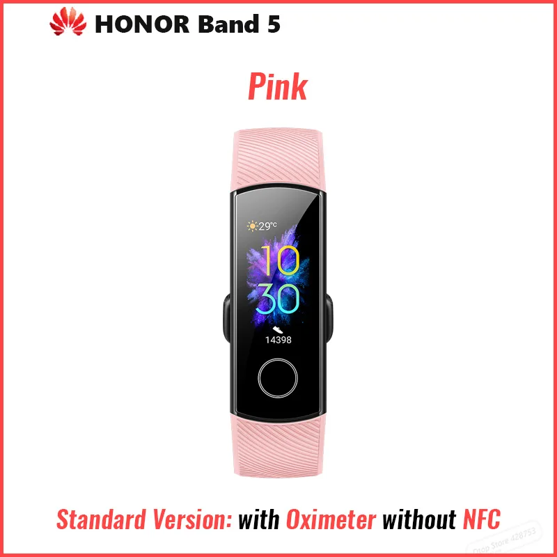 Умный Браслет huawei Honor Band 5 с кислородом крови, магическим экраном, спортивный браслет для здоровья, монитор для плавания, пульсометр, сон - Цвет: Honor Band 5 PNK