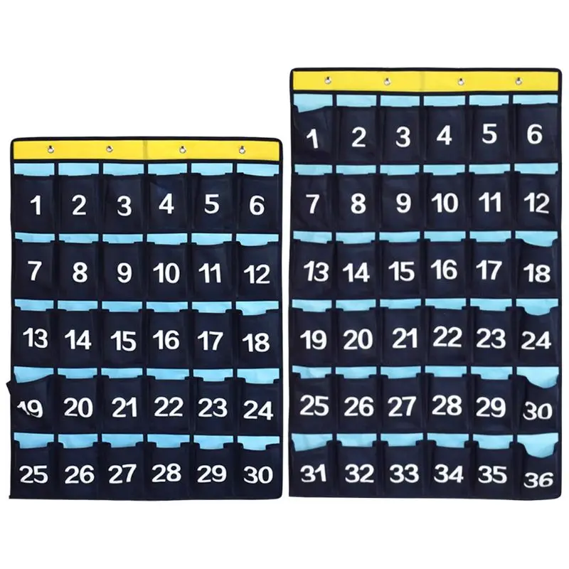 36 Pockets Numbered Organizer Classroom Pocket Chart for Cell Phones Holders 