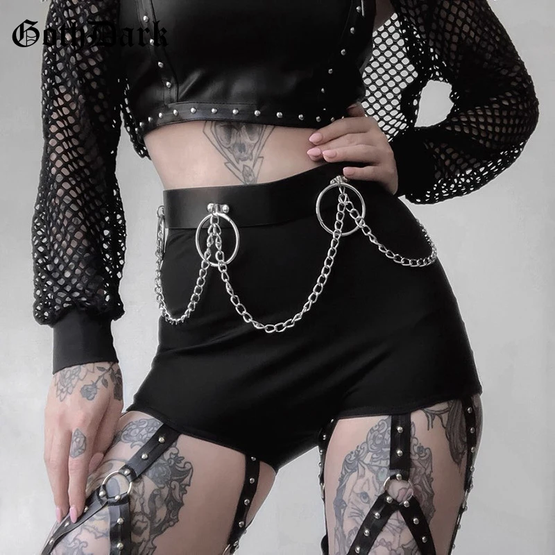 Готические темно-черные женские брюки в готическом стиле Харадзюку с дырочками в стиле панк гранж, женские вязаные брюки осень-зима, уличная мода
