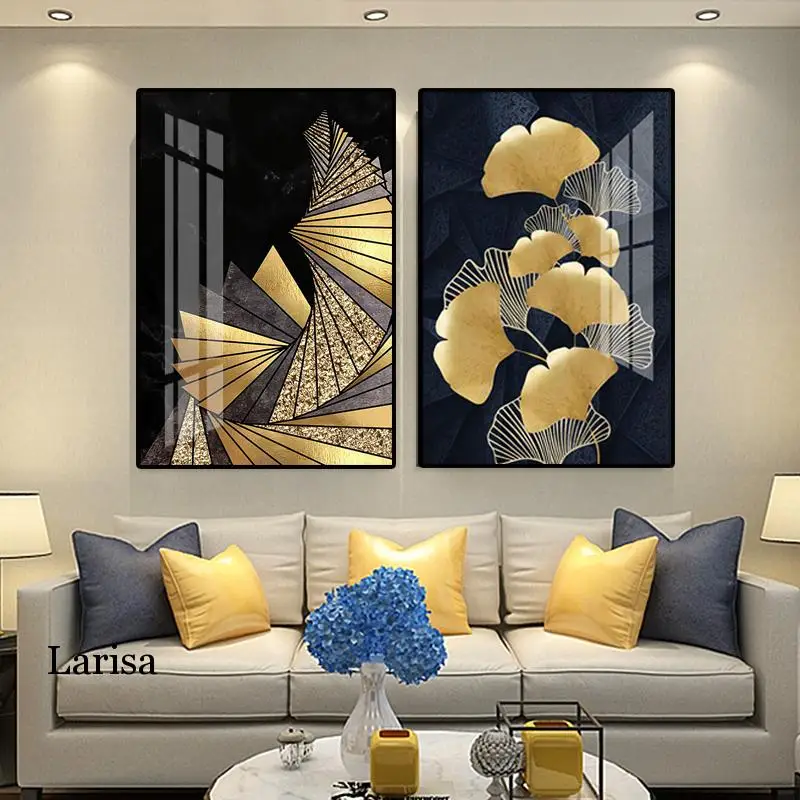 

Nordic Plants Golden Leaf Canvas Abstract Painting Wall Art Poster And Print Decorative Pictures For Living Room Home Decor