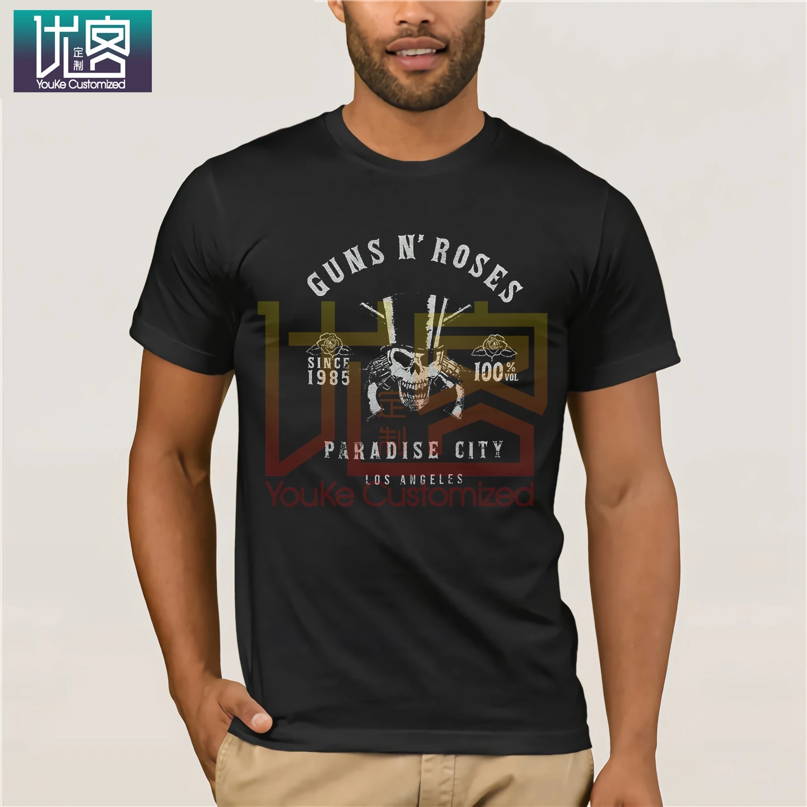 2020 футболка с модным рисунком Мужская принтом Guns N Roses скелет L.A. Винтажная