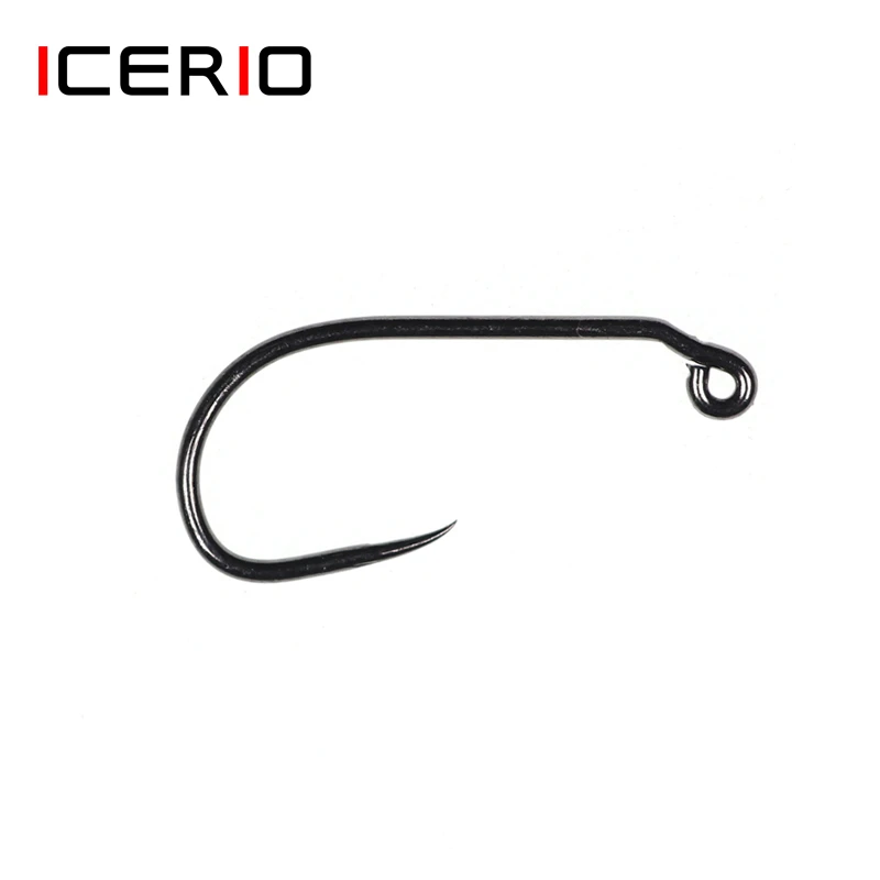 Icerio 30 個 60 度角度ワイドギャップバーブレスフックジグニンフフライ結束フック高炭素鋼トラウトフックインチブラックニッケル仕上げ Fishhooks Aliexpress