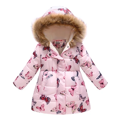 Утепленные зимние куртки для девочек; модная верхняя одежда с капюшоном и принтом для детей; теплые вельветовые пальто для девочек; Рождественский подарок - Цвет: as the picture