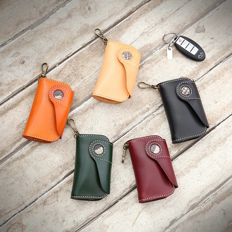 

YIFAGNZHE [NEW ] Genuine Key holder case ,Premium Cowhide Leather Key Case Keychain and Bi-fold Design
