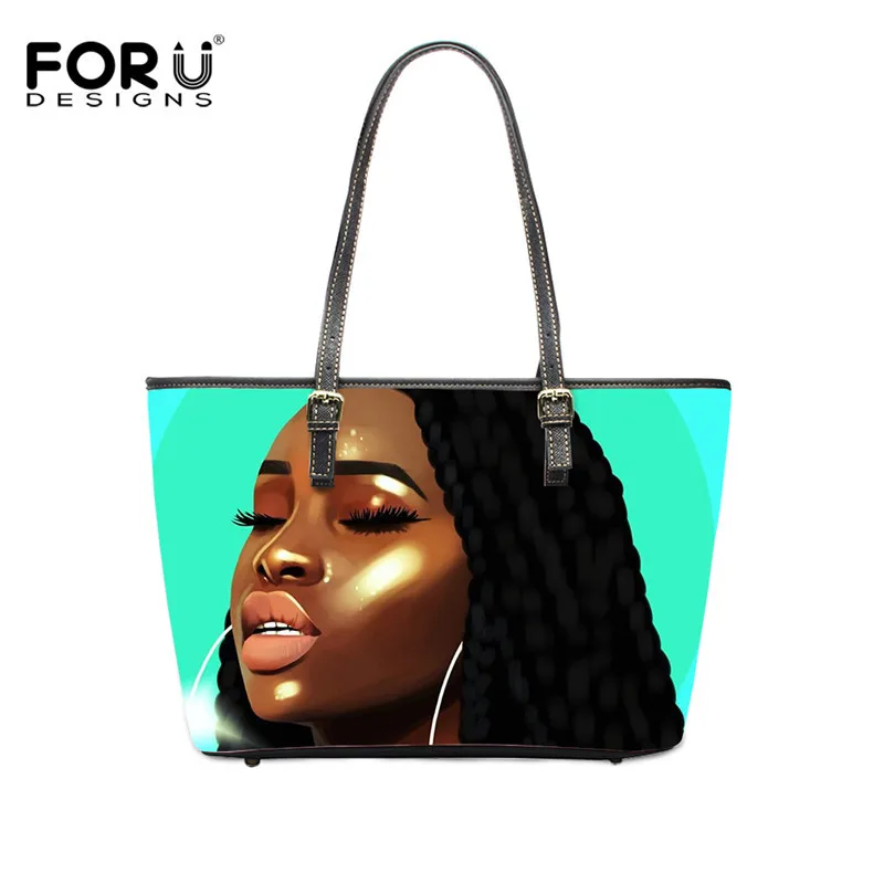 FORUDESIGNS, модные черные женские ручные сумки в стиле арт, брендовая дизайнерская сумка-тоут для женщин, большие кожаные дорожные сумки через плечо - Цвет: HK4109DP