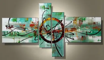 

Handmade 4 Panels Colorful Abstract Oil Paintings on Canvas Large Modern 100% Hand Painted Wall Art Home Decorations