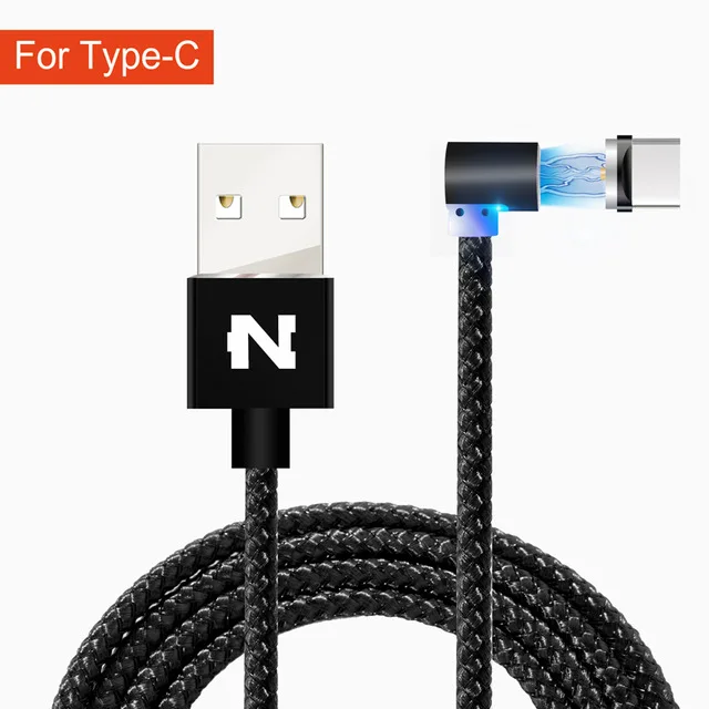 1 2 м зарядное устройство Micro USB кабель для iPhone samsung huawei Быстрая зарядка данных провод шнур магнит Тип C мобильный телефон Магнитный кабель - Цвет: For Type C Black