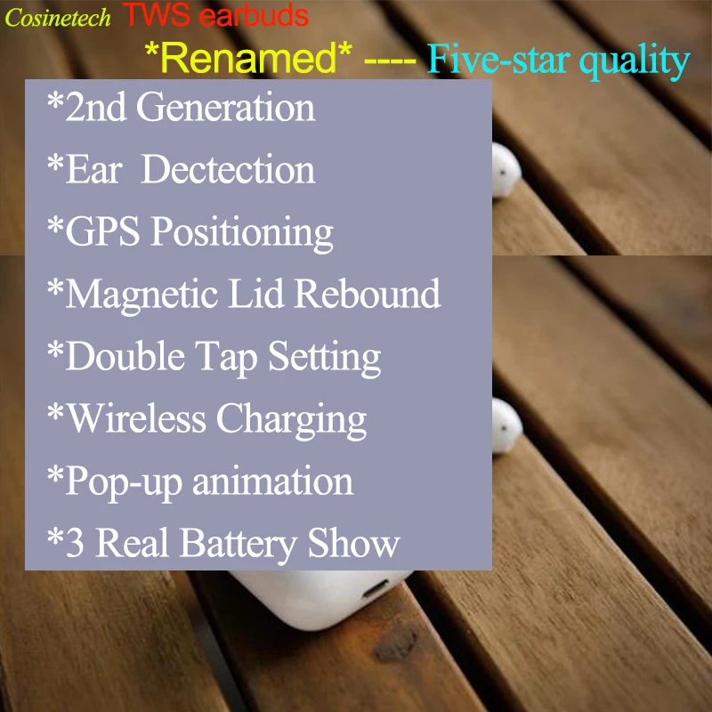 

Real 1:1 Size Wireless Earphone Renamed GPS Ear Detection tap set Pop up 1536U TWS Earbud with silicon case for airpods 2 pro