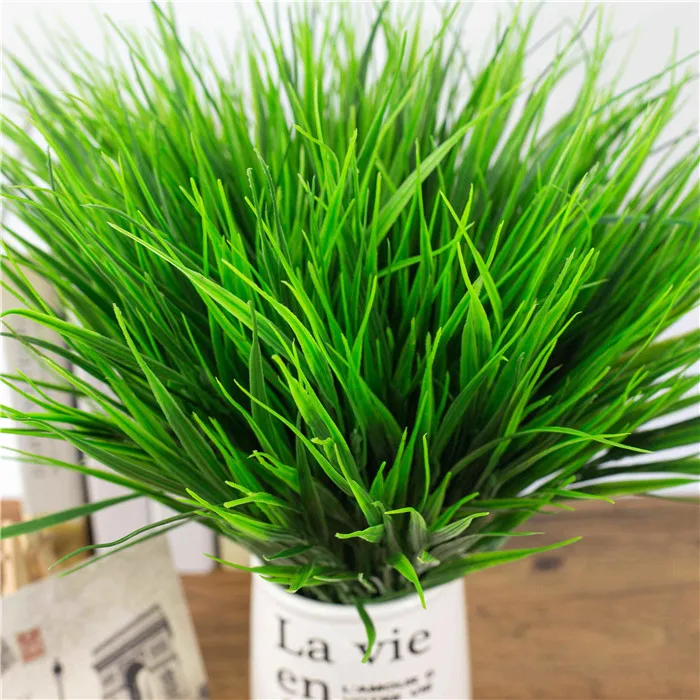 7-вилка зеленая трава искусственные растения для Пластик цветы бытовой магазин Dest деревенский Свадебные украшения клевер завод