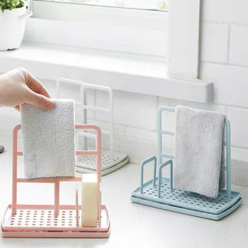 

Kitchen Utensil Towel Rack Bar Hanging Holder Rail Organizer Storage Rack Kitchen Gadgets Sponge Shelf Kitchen Organizer Drain