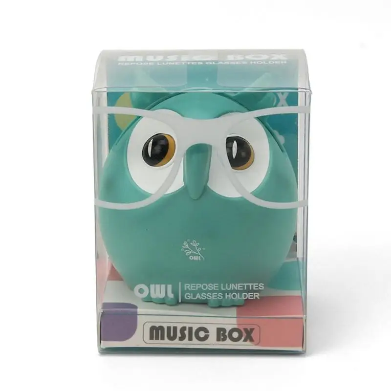 1pcs Creative Plastic Cute Owl Music Box Household Decor Ornaments Phone Glasses Card Storage rack Kid Xmas Birthday Gift Random