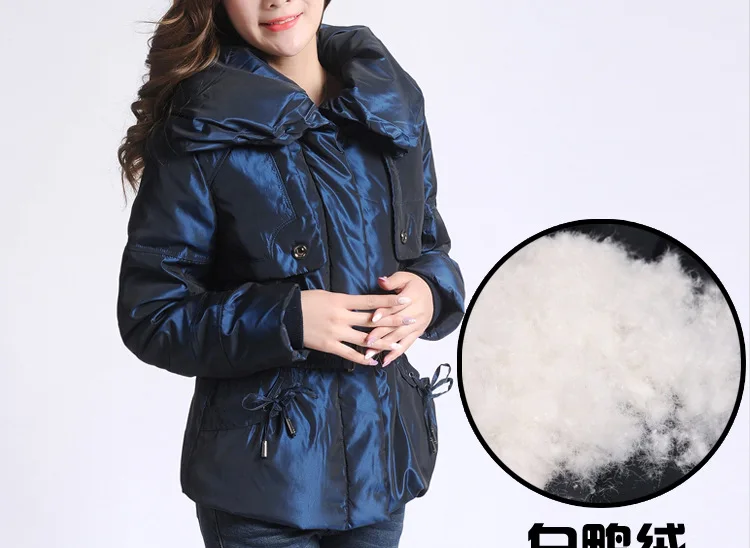 

Warm Meijia Middle-aged Women Dress Winter Korean-style Slim Fit Slimming Cotton-padded Clothes Women Slim Ruffled Collar Cotton