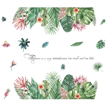 

Tropical Rainforest Plant Wall Sticker Green Banana Leaf Inkjet Wall Stickers Home Children's Room Interior Wall Sticker