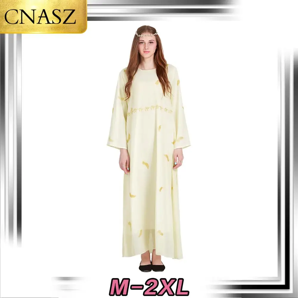 2019 Elegant Beautiful Muslim Turkey Islamic Women Maxi Skirt Bangladesh Dubai Abaya Feather Hot Stamping Chiffon Robes | Тематическая