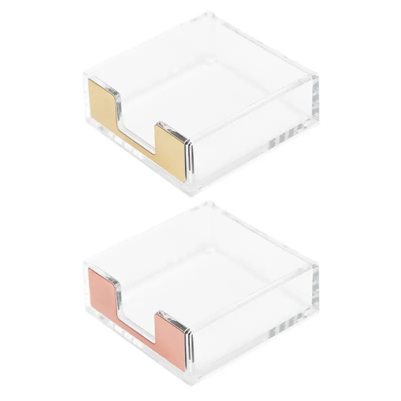 

Transparent Square Memo Box Sticky Note Storage Card Holder Organizer Stationery