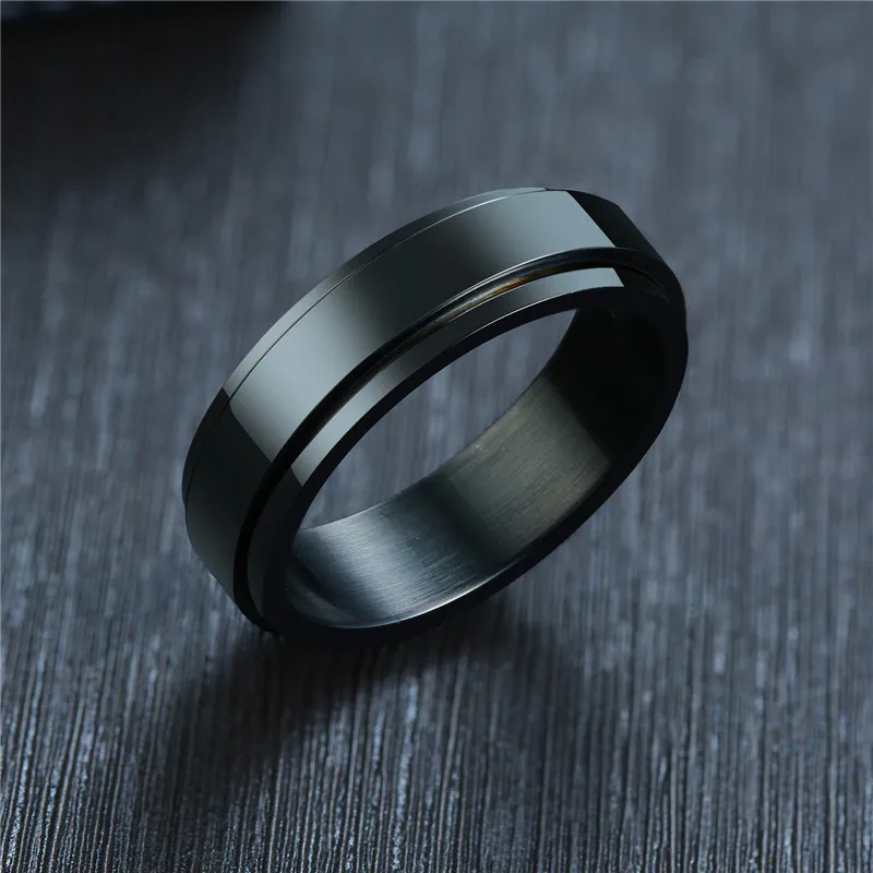 LETAPI New Personalized Black Gold Silver Color Stainless Steel Ring Spinner Men Women Custom Name Wedding Jewelry | Украшения и