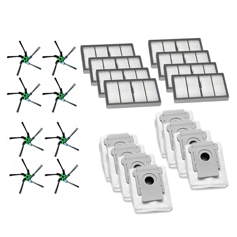 

8 Side Brush + 8 Filter Suitable + 8 Dust Bag for IROBOT ROOMBA S9 S9+ Sweeping Robot Vacuum Cleaner Accessories