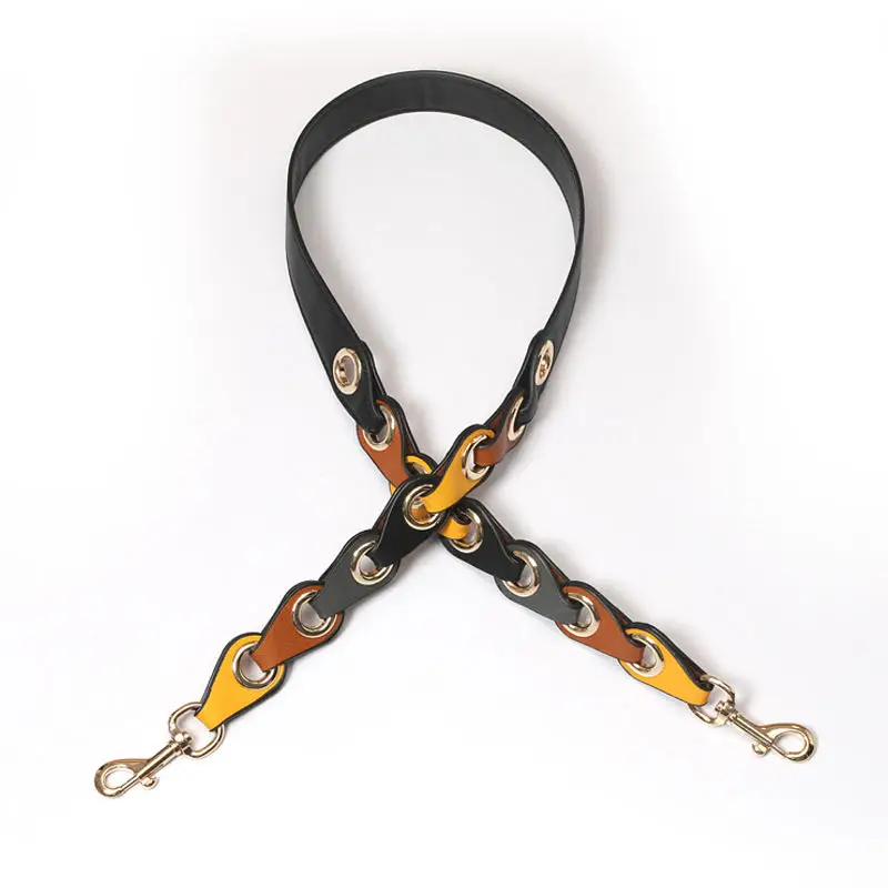 Bag strap for women  Color contrast bags accessories Cross-shoulder strap Genuine leather Bag strap vintage Ring buckle