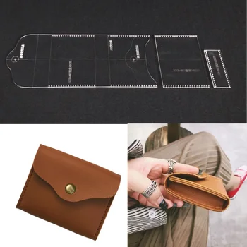 

DIY handmade leather leather paper short card bag zero wallet acrylic version pattern acrylic design durable pattern