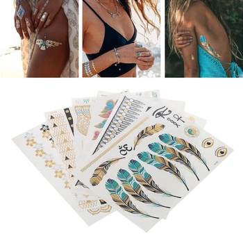 

Flags Sexy Waterproof Temporary women gold flash Tattoo Sticker Body Art G6KE