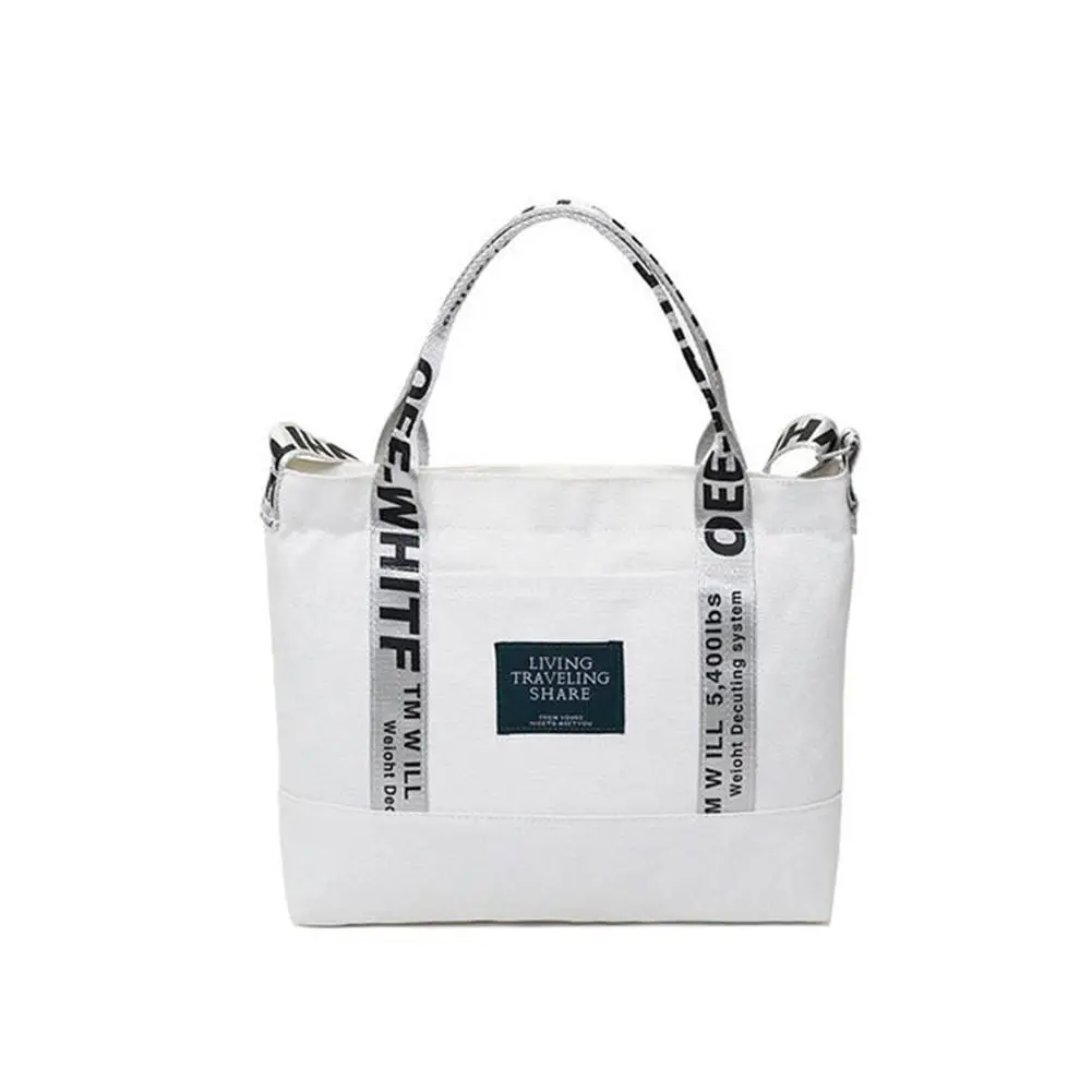 Женская портативная Холщовая Сумка на одно плечо, модные дорожные сумки через плечо, Повседневная простая сумка-мессенджер, Большая вместительная сумка - Цвет: Белый