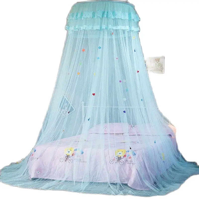 1pc star blue round mosquito net pink kids princess ceiling bed netting one door Summer moustiquaire for 1.2m 1.5m 1.8m | Дом и сад