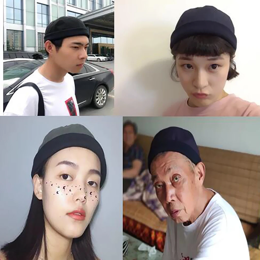 Fishing Hat Funny Rolled Brimless Oriental Sailor Worker Cap Skull Cosplay Dance Hat Costume Adjustable Size Strap Fishing Caps