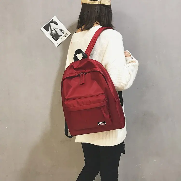 

2018 New Style Waterproof Nylon Cloth Solid Color Backpack Women's Casual Versatile Japanese Korean School Bag College Style Bac
